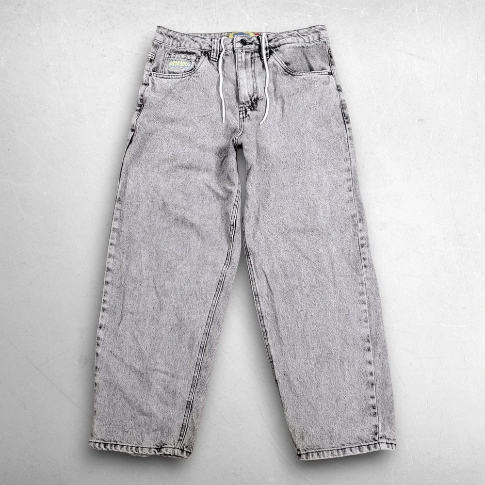Empyre Loose Fit Baggy Skate Jeans Men 28 Charcoal Cotton Drawstring 90s